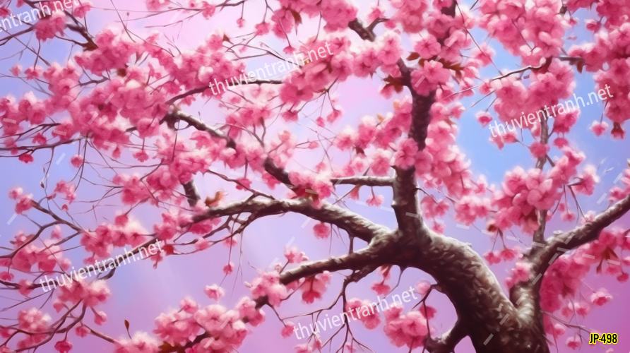 Tranh dán tường hoa anh đào-JP-498 - Tranh tường chất lượng cao